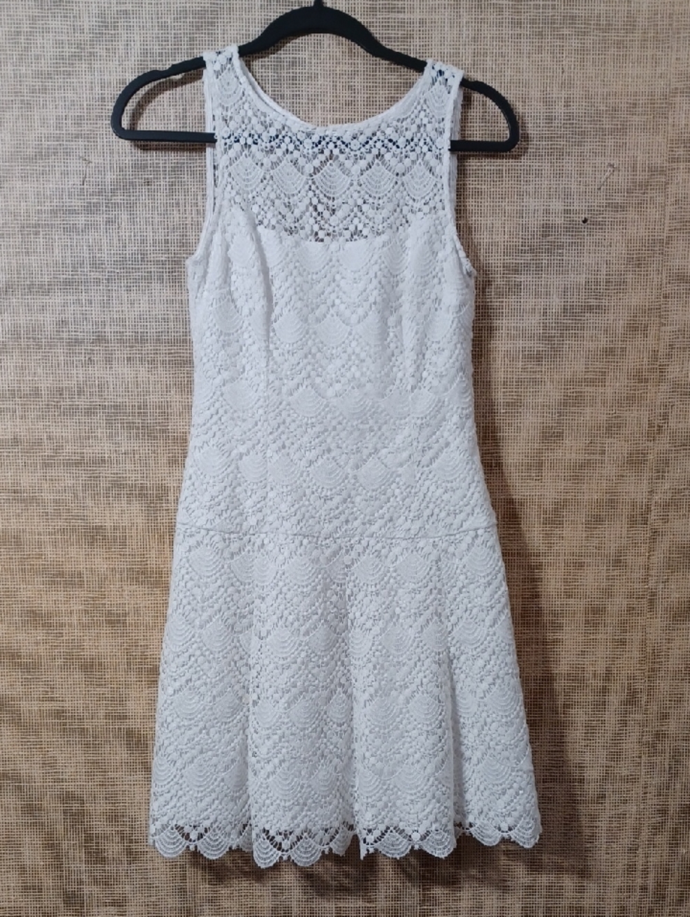 White House Black Market White Lace Sleeveless Fit & Flare Mini Dress